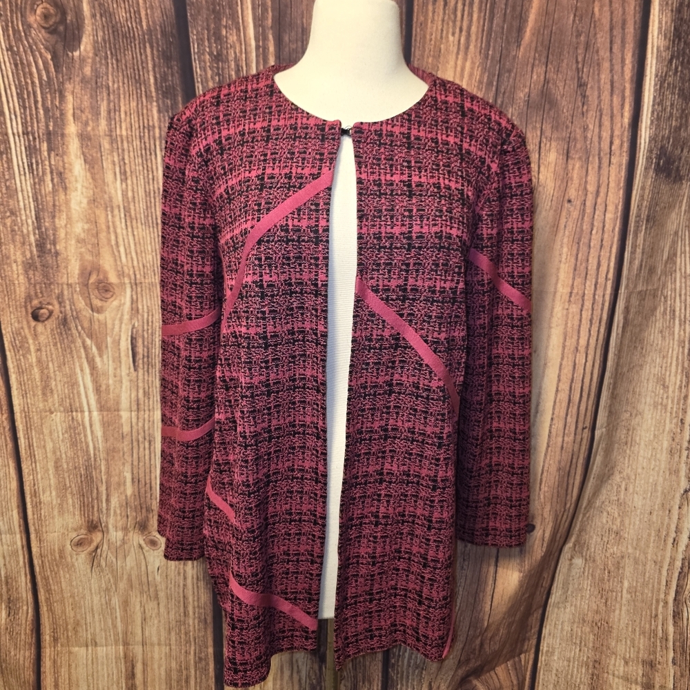 Ming WangTweed Jacket Size XL Black/Pink